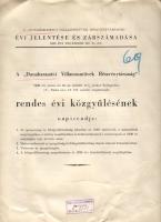 1939 A Dunaharaszti villamosművek rt éves jelentése