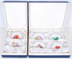 6db kézzel festett aranyozott jelzett Herendi tálka díszdobozban / 
6 hand painted gold plated littl...