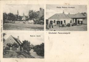 Mencshely Mekler Ambrus vendéglője, református iskola (fl)