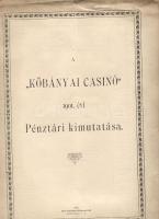 1902 A Kőbányai Casino pénztári kimutatása