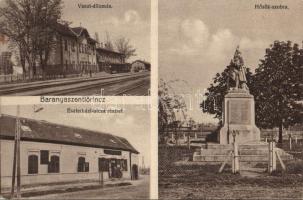 Szentlőrinc vasútállomás, Eszterházi utca, Hősök szobra