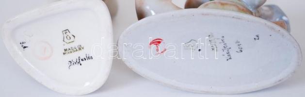 2db kézzel festett jelzett porcelán figura (az egyiken apró hibák) / 
Hand painted porcelain figures...