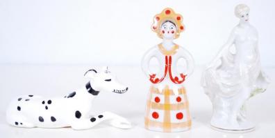 3db kézzel festett jelzett porcelán figura /  Hand painted porcelain figures, 13cm