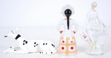 3db kézzel festett jelzett porcelán figura / 
Hand painted porcelain figures, 13cm