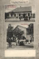 Csengőd Bakos Géza vas- és fűszerüzlete, vasútállomás, kollázs / collage (fa)