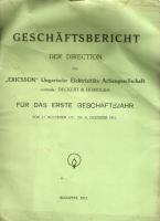 1913 Az Ericsson magyar Elektromos Rt. éves jelentése német nyelven