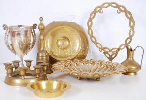 Réz tétel: tálak, kupák, gyertyatartók, stb., összesen 8 db