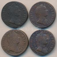 Ausztria/lengyel verdejel 1760W/1962W 1Kr (2x) "Mária Terézia" + Ausztria/magyar verdejel 1761K/1762K 1Kr (2x) "Mária Terézia" T:3 Austria/Polish mintmark 1760W/1962W 1 Kreuzer (2x) "Maria Theresia" C:F + Austria / Hungarian mintmark 1761K/1762K 1 Kreuzer (2x) "Maria Theresia" C:F