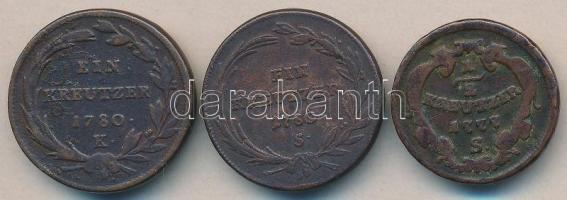 Ausztria / magyar verdejel 1777S 1/2Kr + 1780K 1Kr + 1780S 1Kr T:2-,3