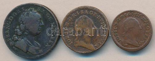 Ausztria/lengyel verdejel 1763W 1Kr "I. Ferenc" T:2-,3 + 1781B 1/4Kr + 1/2Kr "II. József" T:2- Austria/Polish mintmark 1763W 1 Kreuzer "Franz I" C:VF,F + 1781B 1/4 Kreuzer + 1/2 Kreuzer "Jospeh II" C:VF