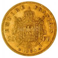 Franciaország/II. Császárság 1864BB 20Fr Au (6,45g/0.900) "III. Napóleon" T:2
France/Secon...