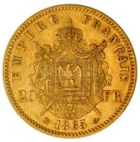 Franciaország/II. Császárság 1865BB 20Fr Au (6,44g/0.900) "III. Napóleon" T:1-,2
France/Se...