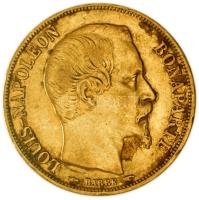 Franciaország/Második Császárság 1852A 20Fr Au "III. Napóleon" Párizs (6.42g/0.900) T:2-/3 France/Second Empire 1852A 20 Francs Au "Napoleon III" Paris (6.42g/0.900) C:aVF