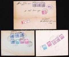 Cca 1920-1930 3 db ajánlott levél ügyvédeknek, okmánybélyegekkel