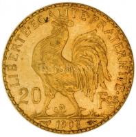 Franciaország/Modern Köztársaság 1908. 20Fr Au "Kakas" utánveret (6.46g/0.900) T:2/2-
Fran...