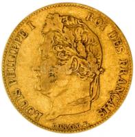 Franciaország 1840A 20Fr Au "I. Lajos Fülöp" (6.41g/0.900) Párizs T:3 France 1840A 20 Francs Au "Louis Philippe I" (6.41g/0.900) Paris C:F
