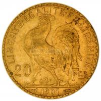 Franciaország/Modern Köztársaság 1907. 20Fr Au "Kakas" utánveret (6.45g/0.900) T:2-/3+
Fra...