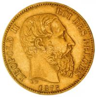 Belgium 1875. 20Fr Au (6.45g/0.900) "II. Lipót" T:2 Belgium 1875. 20 Francs Au (6.45g/0.900) "Leopold II" C:XF