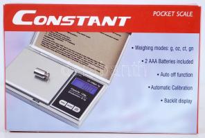 Constant ékszermérleg eredeti dobozában, leírással /  Constant pocket scale with description in original box