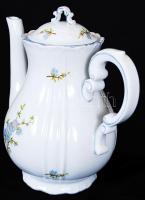 Virágokkal díszített jelzett Zsolnay teakiöntő / 
Porcelain tea kettle with floral decoration, 22cm
