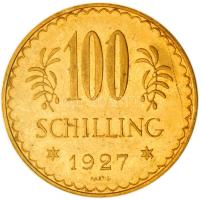 Ausztria 1927. 100Sch Au (23,57g/0.900) T:exP ph. Austria 1927. 100 Scilling Au (23,57g/0.900) C:exP edge error Friedberg 520.