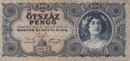 1945. 500P (10x) közte 5db orosz "P" betű helyett magyar "N" betű T:II,II-,III