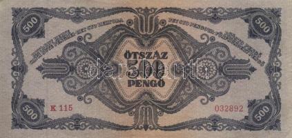 1945. 500P (10x) közte 5db orosz "P" betű helyett magyar "N" betű T:II,II-,III