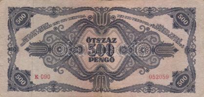1945. 500P (10x) közte 5db orosz "P" betű helyett magyar "N" betű T:II,II-,III