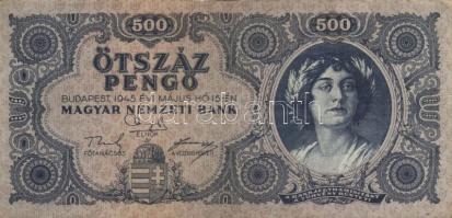 1945. 500P (10x) közte 5db orosz "P" betű helyett magyar "N" betű T:II,II-,III