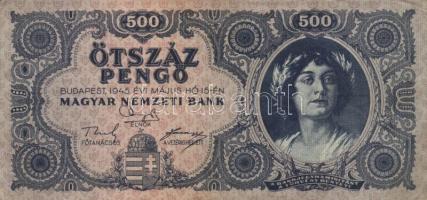1945. 500P (10x) közte 5db orosz "P" betű helyett magyar "N" betű T:II,II-,III