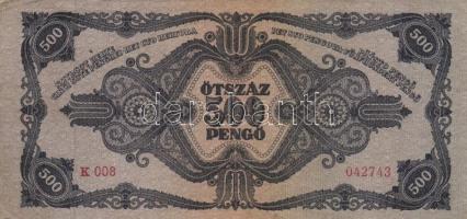 1945. 500P (10x) közte 5db orosz "P" betű helyett magyar "N" betű T:II,II-,III