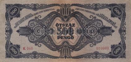 1945. 500P (10x) közte 5db orosz "P" betű helyett magyar "N" betű T:II,II-,III