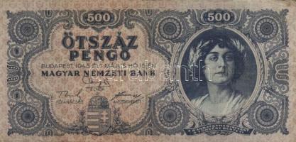 1945. 500P (10x) közte 5db orosz "P" betű helyett magyar "N" betű T:II,II-,III