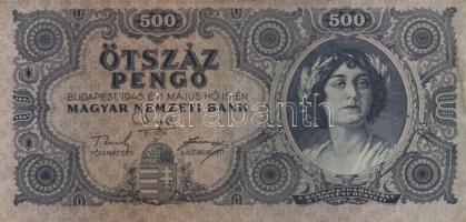 1945. 500P (10x) közte 5db orosz "P" betű helyett magyar "N" betű T:II,II-,III