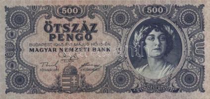 1945. 500P (10x) közte 5db orosz "P" betű helyett magyar "N" betű T:II,II-,III