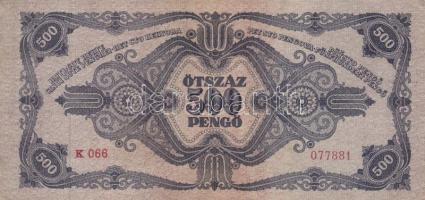 1945. 500P (10x) közte 5db orosz "P" betű helyett magyar "N" betű T:II,II-,III