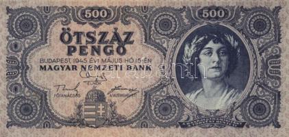 1945. 500P (10x) közte 5db orosz "P" betű helyett magyar "N" betű T:II,II-,III