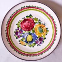 Kézzel festett, jelzett osztrák kerámia mosdótál kancsóval / 
Hand painted Austrian ceramic wash bow...