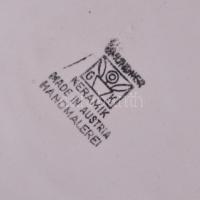 Kézzel festett, jelzett osztrák kerámia mosdótál kancsóval / 
Hand painted Austrian ceramic wash bow...