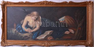 Jelzés nélkül: Az olvasó lány. Olaj, vászon, antik sérült keretben, 64×134 cm