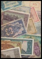 125db vegyes bankjegy a pengő időszakból, közte Pápai Csekk többféle címlet + Pester Lloyd 1K utalvá...