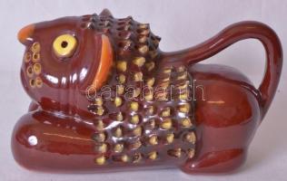 Iparművész mázas kerámia oroszlánfigura (apró lepattogzásokkal) / 
Individually designed ceramic lio...