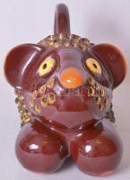 Iparművész mázas kerámia oroszlánfigura (apró lepattogzásokkal) / 
Individually designed ceramic lio...