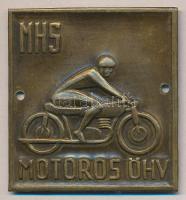 ~1950. "MHS(Magyar Honvédelmi Sport Szövetség) Motoros ÖHV" szögletes lemez jelvény, felvarrható T:2