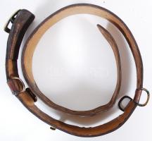 Katonai derékszíj, bőr, fém szerelékekkel, h:118 cm / Miltary leather strap