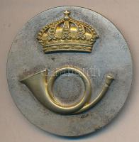 Svédország DN Sorszámozott fém jelvény, rajta aranyozott korona és kürt, gyártó: C.C.Sporrong & Co Stockholm T:2 Sweden ND numbered metal badge with crown and french horn ornament, maker: C.C.Sporrong & Co Stockholm C:XF
