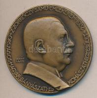 Berán Lajos (1882-1943) 1936. "Z. Zorkóczy Samu" kohómérnök bronz emlékérem (50mm) T:2