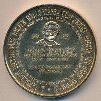 1989. "A száműzetésben 1960-1989 között működő szabad magyar kormány emlékére" nagyméretű piefort aranyozott emlékérem (65mm) T:PP