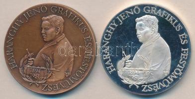 Bozó Gyula (1913-2004) 1994. "Haranghy Jenő születésének 100. évfordulójára" Br és ezüstözött fém emlékérem pár T:1,PP