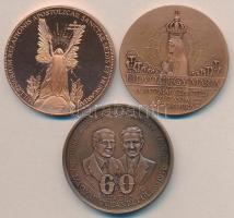 Bozó Gyula (1913-2004) 1991. "60 éves a magyar óceánrepülés - Endresz Gy.-Magyar S." Br emlékérem (42,5mm) T:1 + 1994. "Nemzeti Engesztelő Zarándoklat / Fatimai szentély Szűzanya szobra" Br emlékérem (42mm) T:1 + 1996. "Ezeréves az apostoli Szentszék és Magyarország Kapcsolata" Br emlékérem (42,5mm) T:PP
